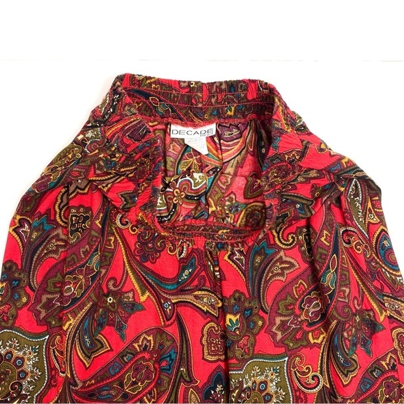 DECADE design 70s Vintage Paisley Print A-line Midi Skirt in Red - Picture 5 of 6